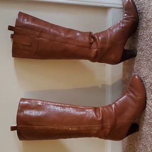 Nine West Tall Leather Heeled Boots in Brown